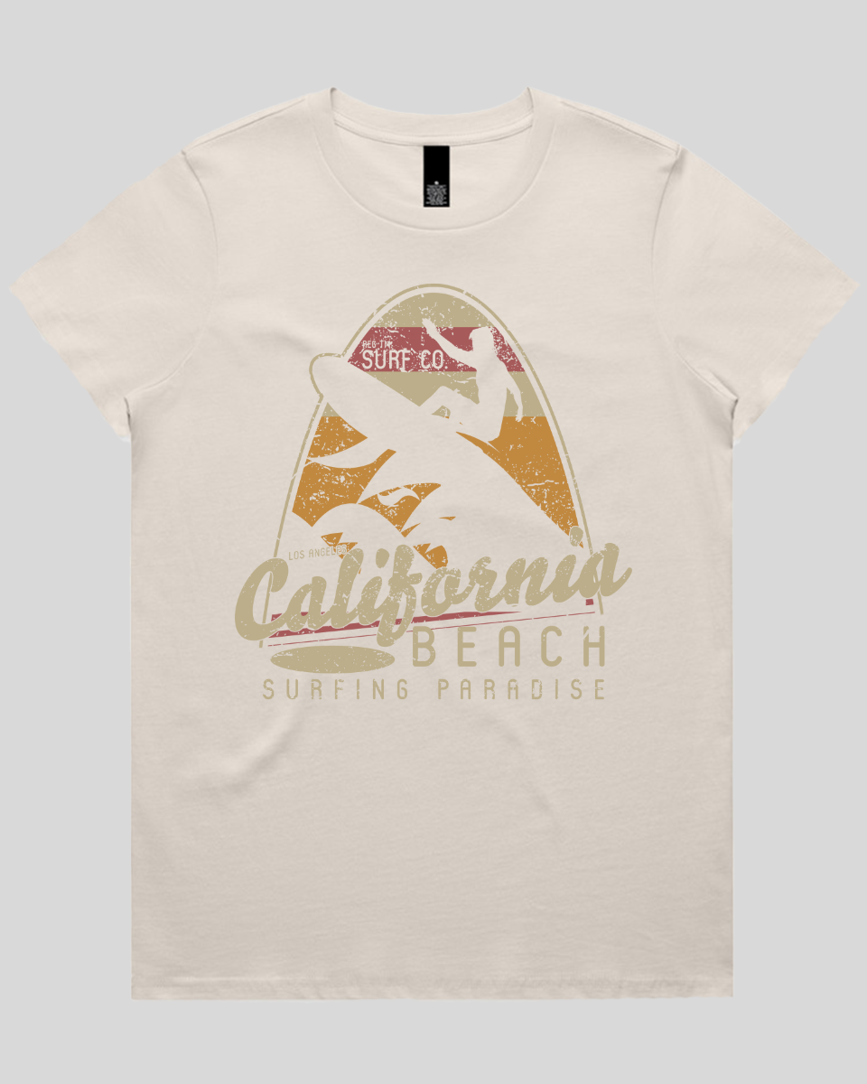 California Beach Surfing Paradise Women's Tee