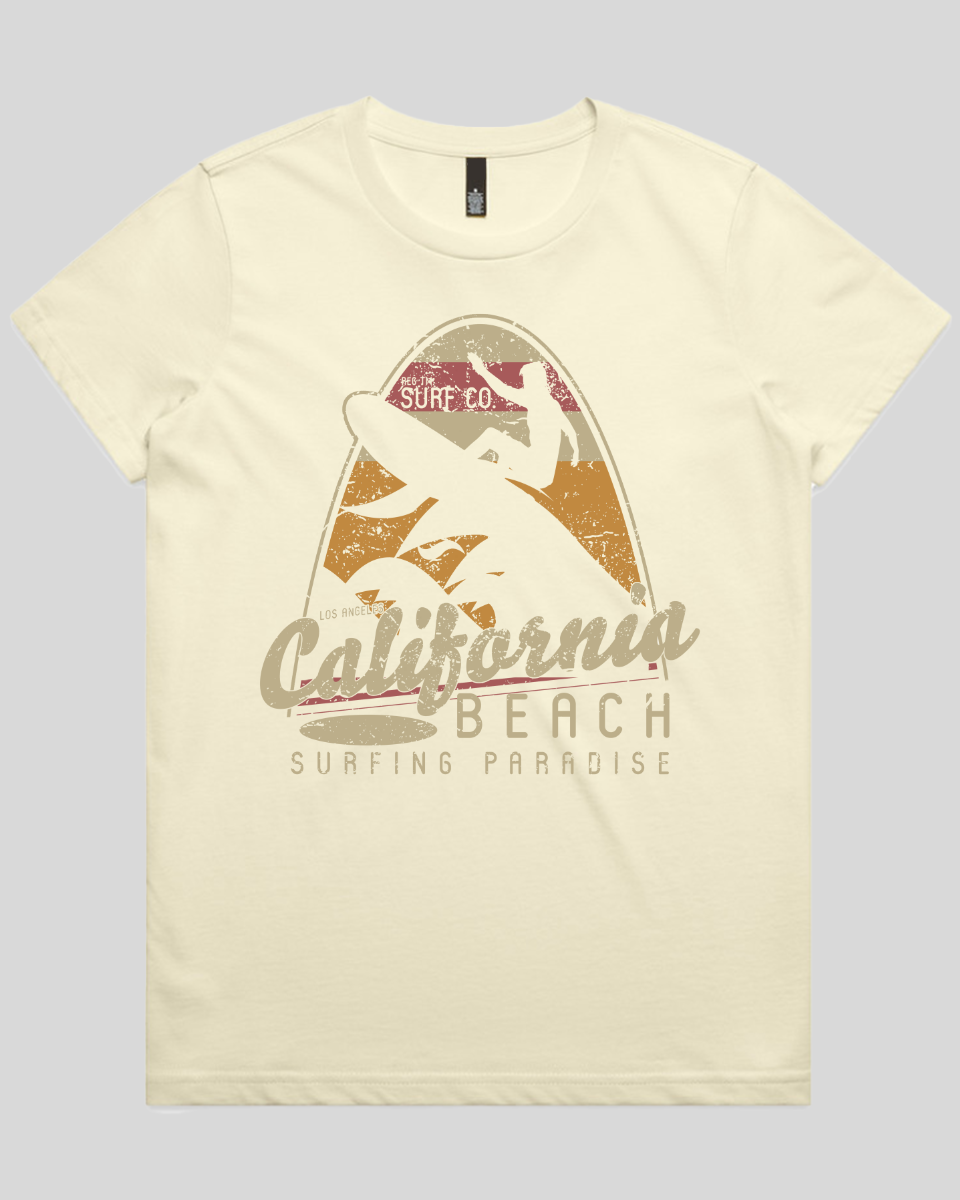 California Beach Surfing Paradise Women's Tee