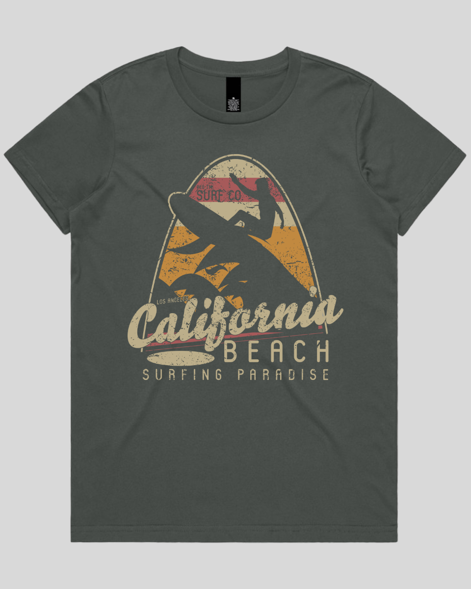 California Beach Surfing Paradise Women's Tee