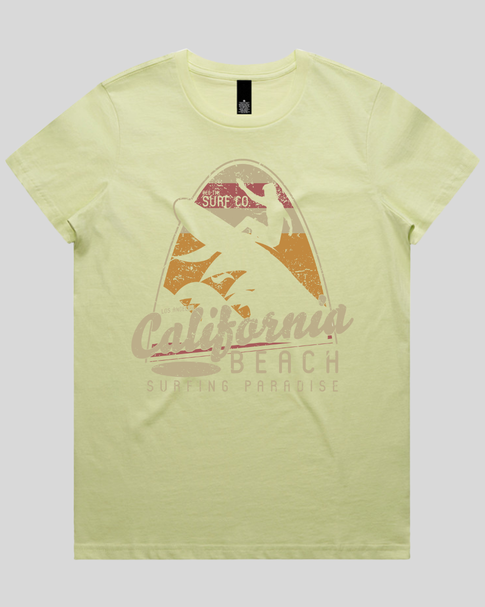 California Beach Surfing Paradise Women's Tee