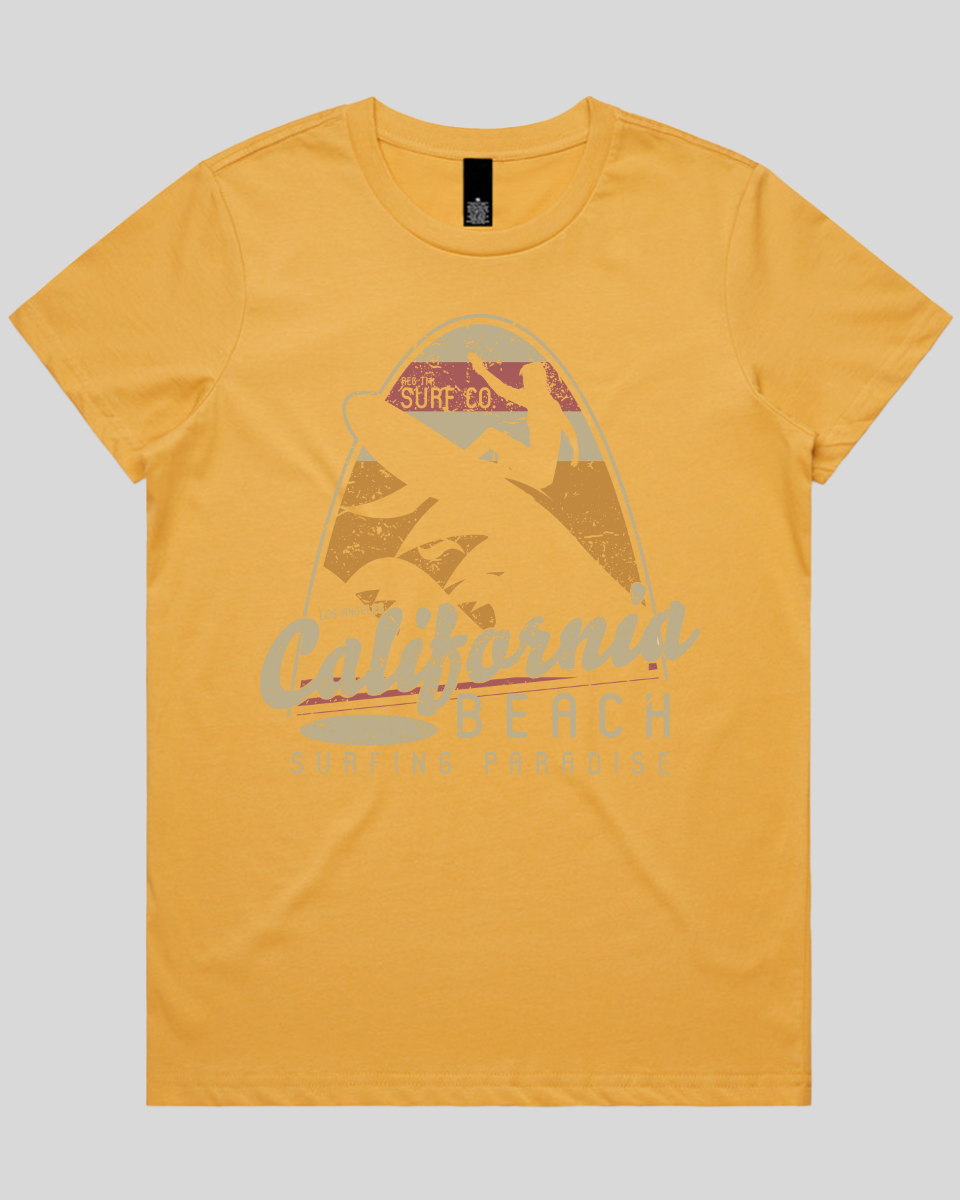 California Beach Surfing Paradise Women's Tee