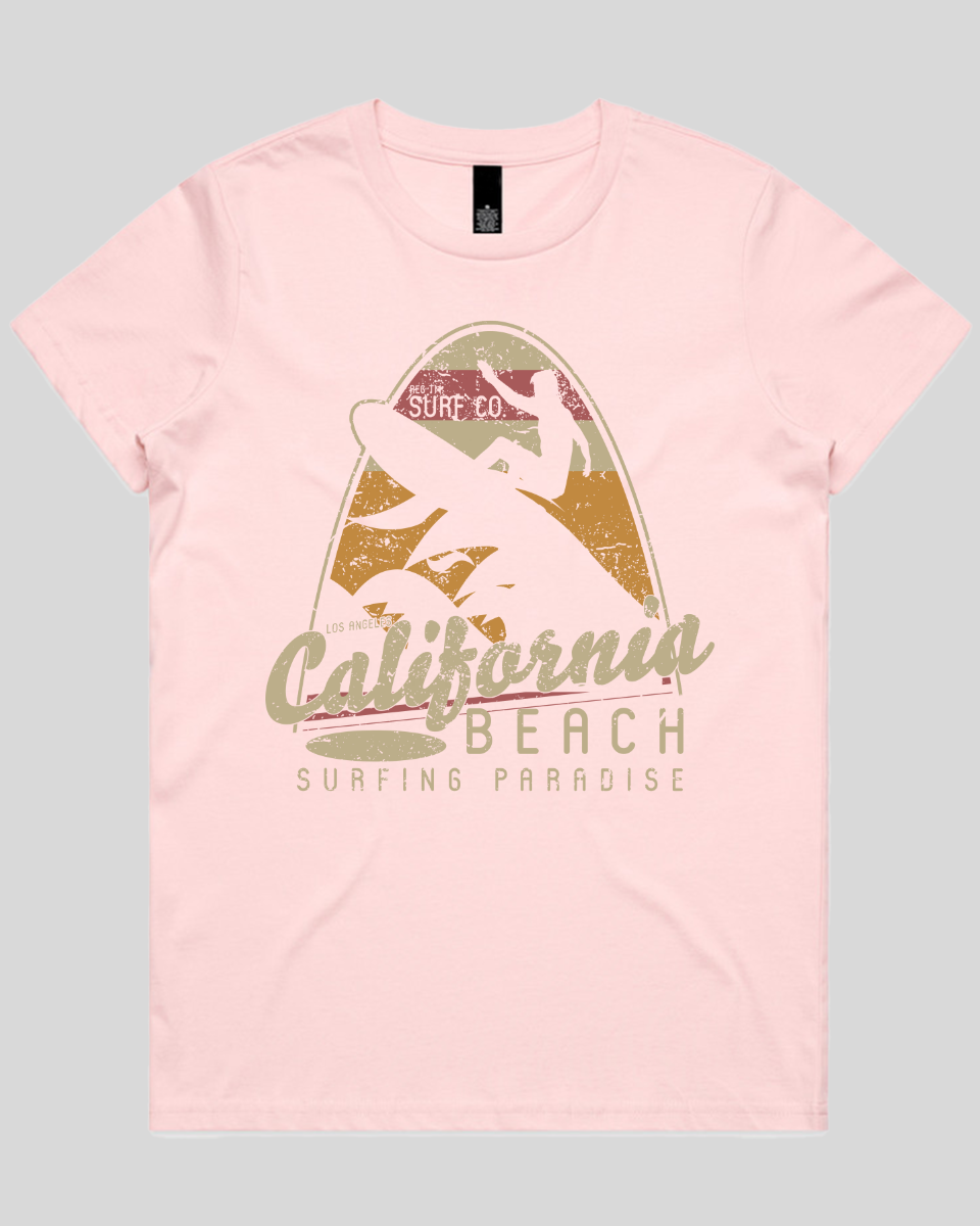 California Beach Surfing Paradise Women's Tee