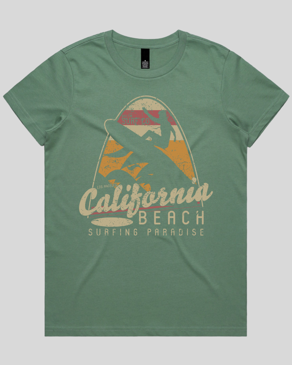 California Beach Surfing Paradise Women's Tee