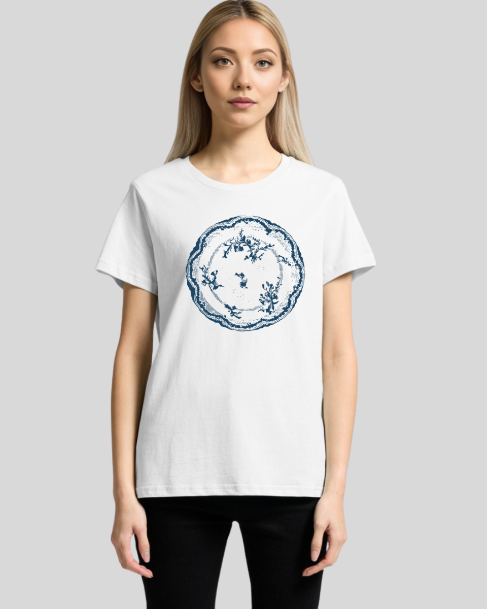 Floral Vintage Plate Women's Tee