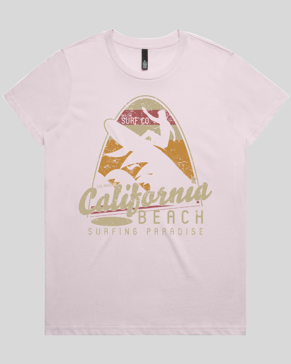 California Beach Surfing Paradise Women's Tee
