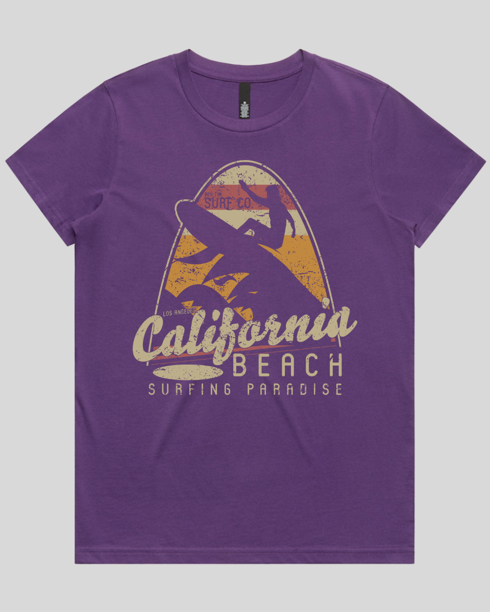 California Beach Surfing Paradise Women's Tee