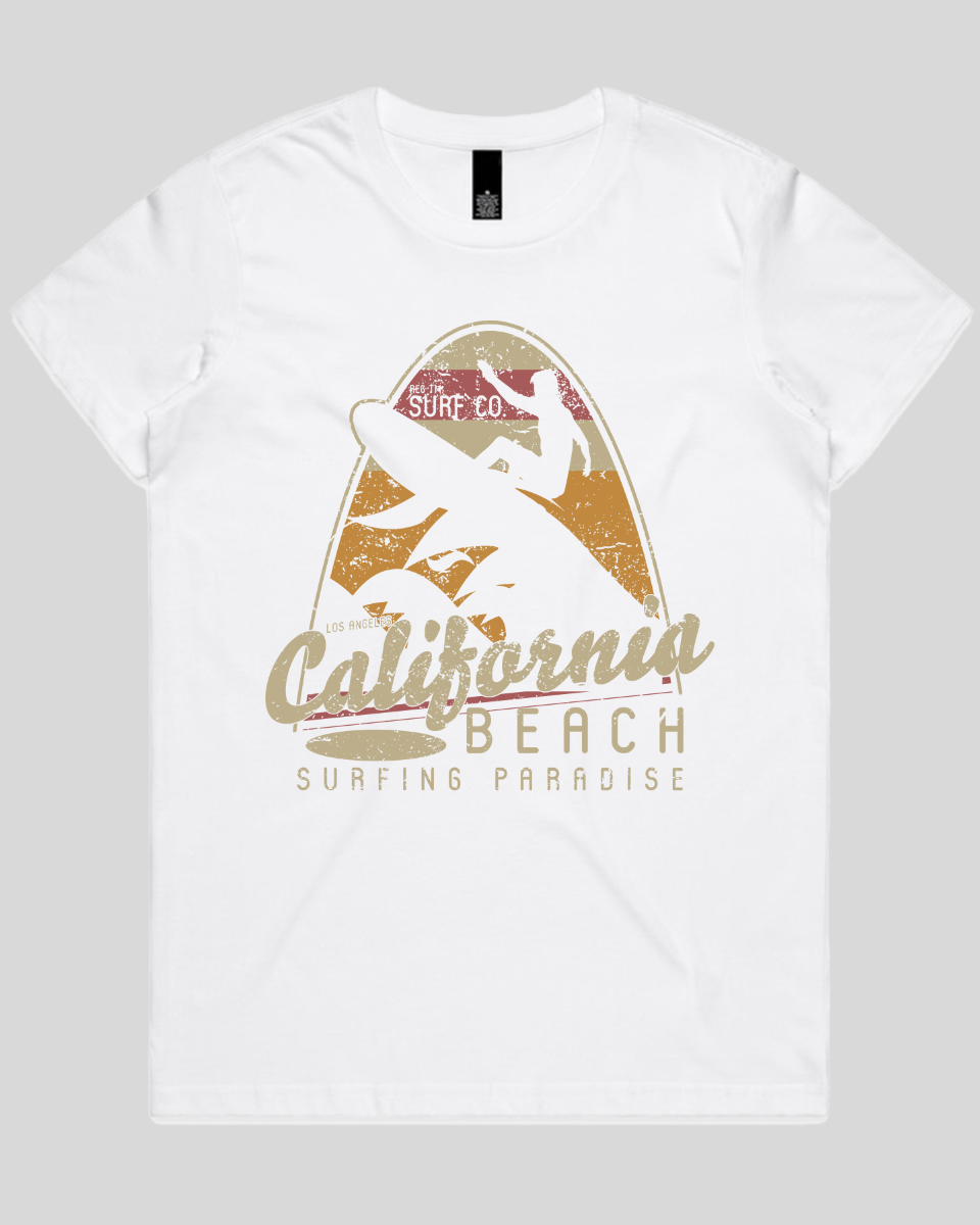 California Beach Surfing Paradise Women's Tee